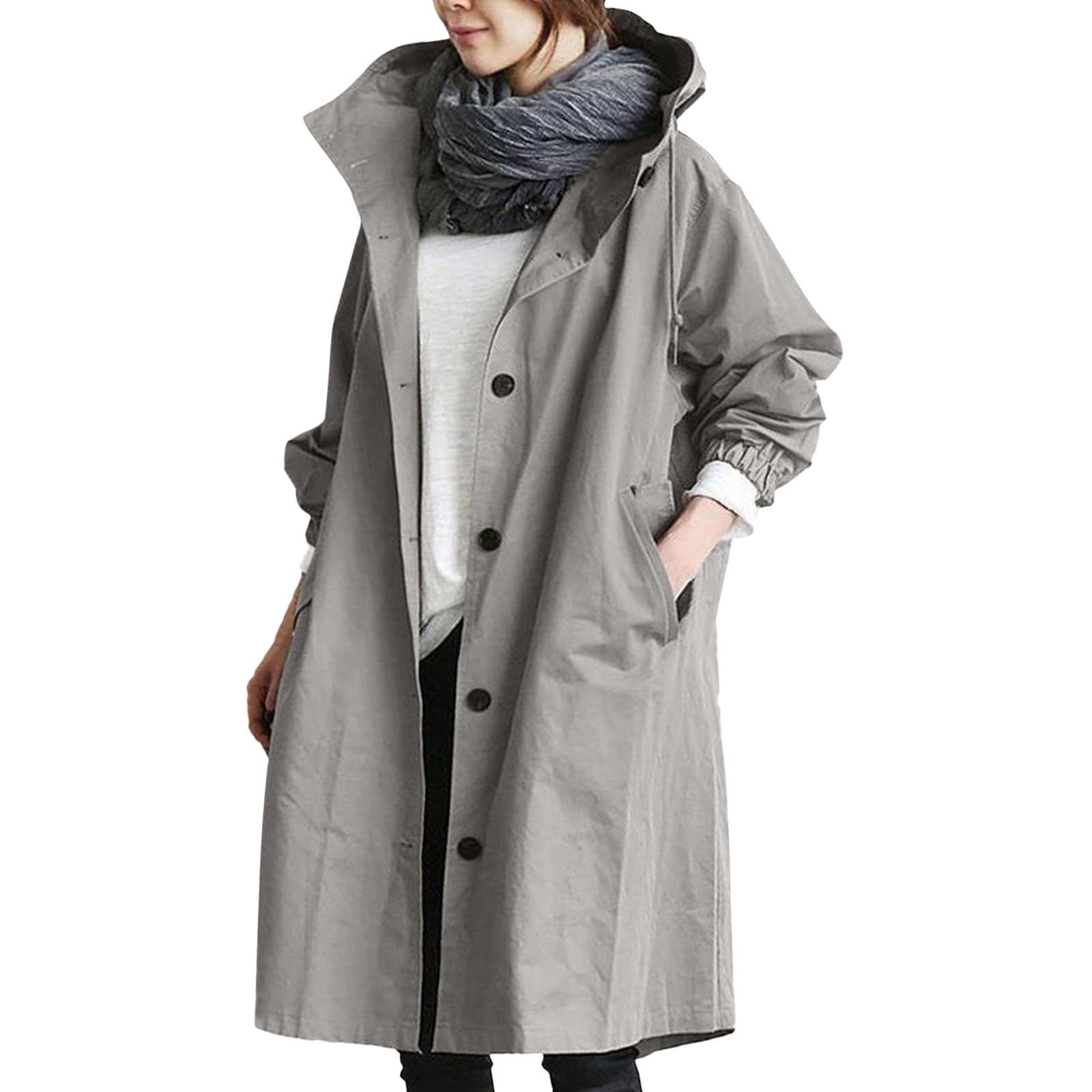 Generisch Giacca a vento con cappuccio da donna, elegante cappotto per il tempo libero con stile selvaggio, abbigliamento esterno perfetto per le giornate fredde
