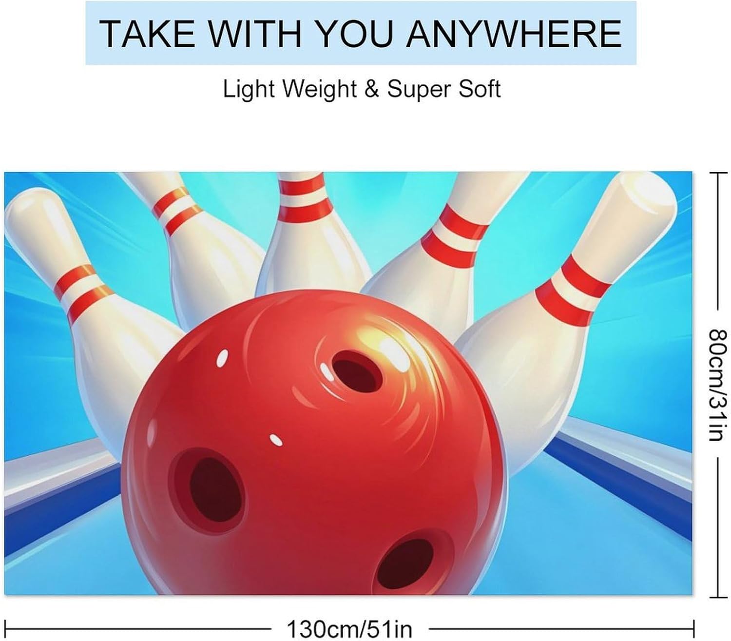 Bowling Game Oversized Beach Towel Soft Absorbent Pool Bath Swim Towels for Adults Travel Vacation Gifts 130x80cm