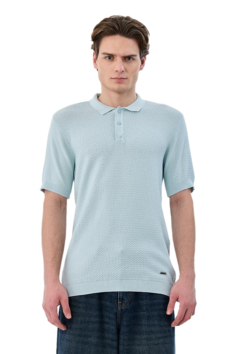 snitch Men Polo T-Shirt | Textured Design & Short Sleeve Regular Fit | Premium 100% Cotton Breathable Fabric & Button Placket, Casual Wear Summer Wardrobe Essential-picture-49