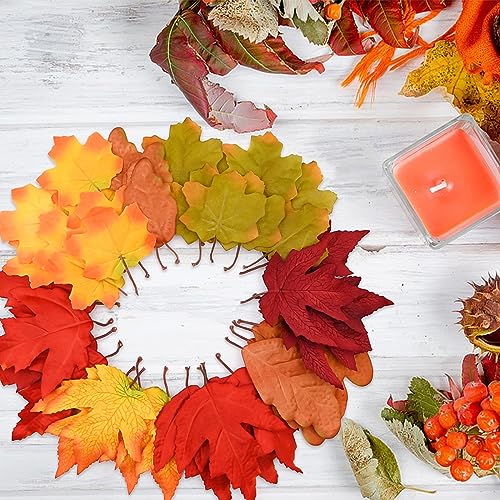 40 Pcs Autumn Maple Leaves,Toppedy Artificial Autumn Fake Fall Leaves Mixed 6 Color Perfect For Decorating Autumn Party Thanksgiving Day Halloween Party Crafts, Autumn Decoration - Image 5