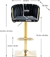Vista 2 de Taburete de bar giratorio moderno, taburete de bar ajustable con altura de mostrador, taburetes de bar de cocina con asiento espacioso, respaldo