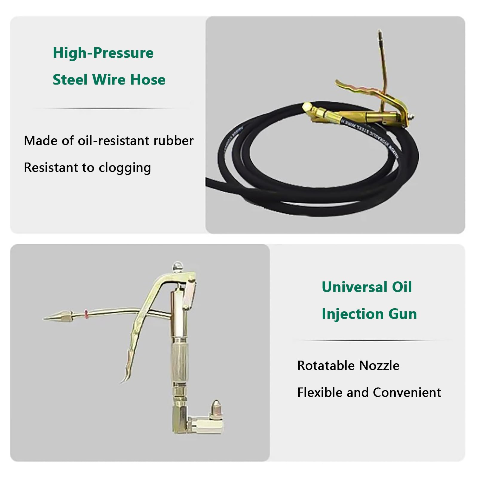 Kit Pompa Pneumatica Portatile per Riempimento di Grasso | Tubo per Olio da 6 M, Pistola per L'iniezione di Olio, Tubo Dell'aria da 15 M, per Macchine Agricole