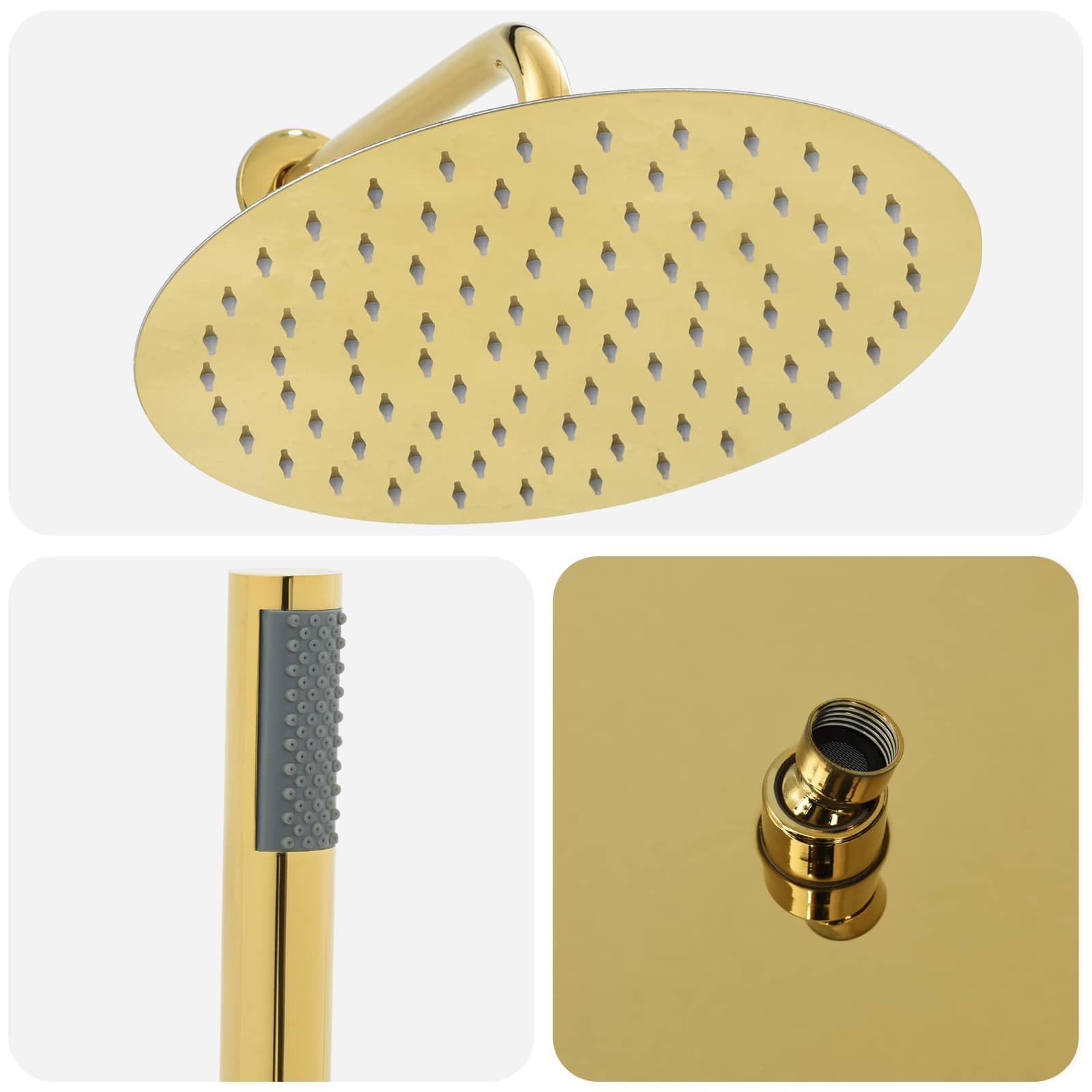 Sistema doccia da incasso con doccia a pioggia e doccetta, in acciaio inox 201, set doccia rotondo per bagno, con valvola miscelatrice