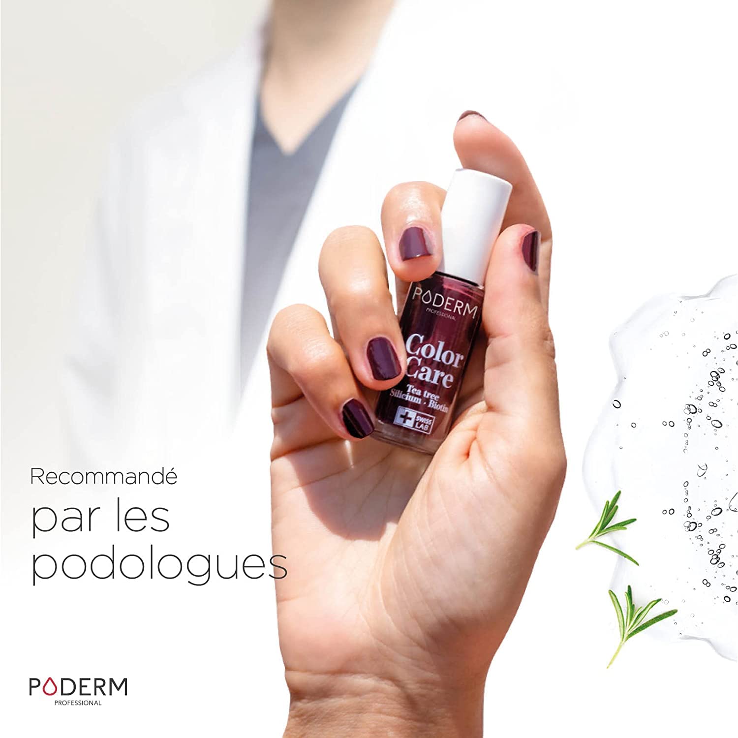 PODERM - LOT DE 2 PRODUITS | MYCOSE ONGLE TRAITEMENT | | Soin professionnel pied/main | Facile & rapide | Swiss Made + Vernis Couleur TEA TREE - Traitement des Ongles Abîmés par MYCOSE - Swiss Made