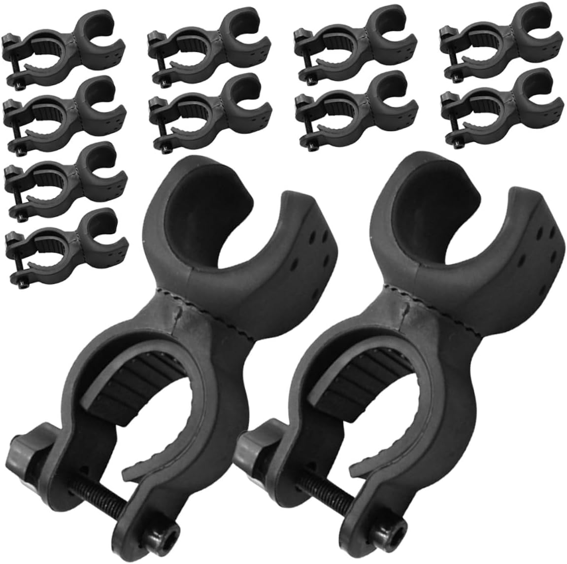Hemobllo 20pcs Universal Walking Stick Holder Clip and Flashlight Bracket for Rollator Walker Wheelchair Mobility Scooter Accessories 360° Rotatable Cane Crutch Holder Stand for Seniors