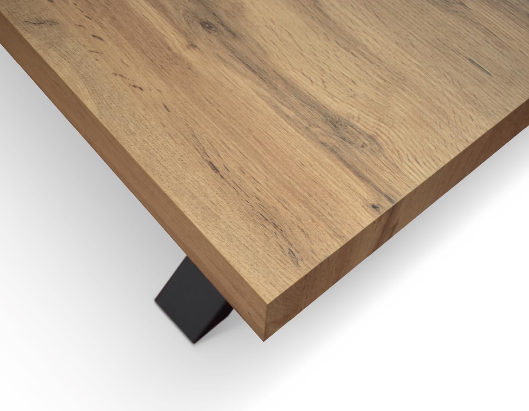 PAZZO DESIGN Table extensible Marco, table salon, cuisine, pieds croisés x noirs, fabriquée en Italie, chêne rustique, 180 x 90 x 76 cm - id_1998