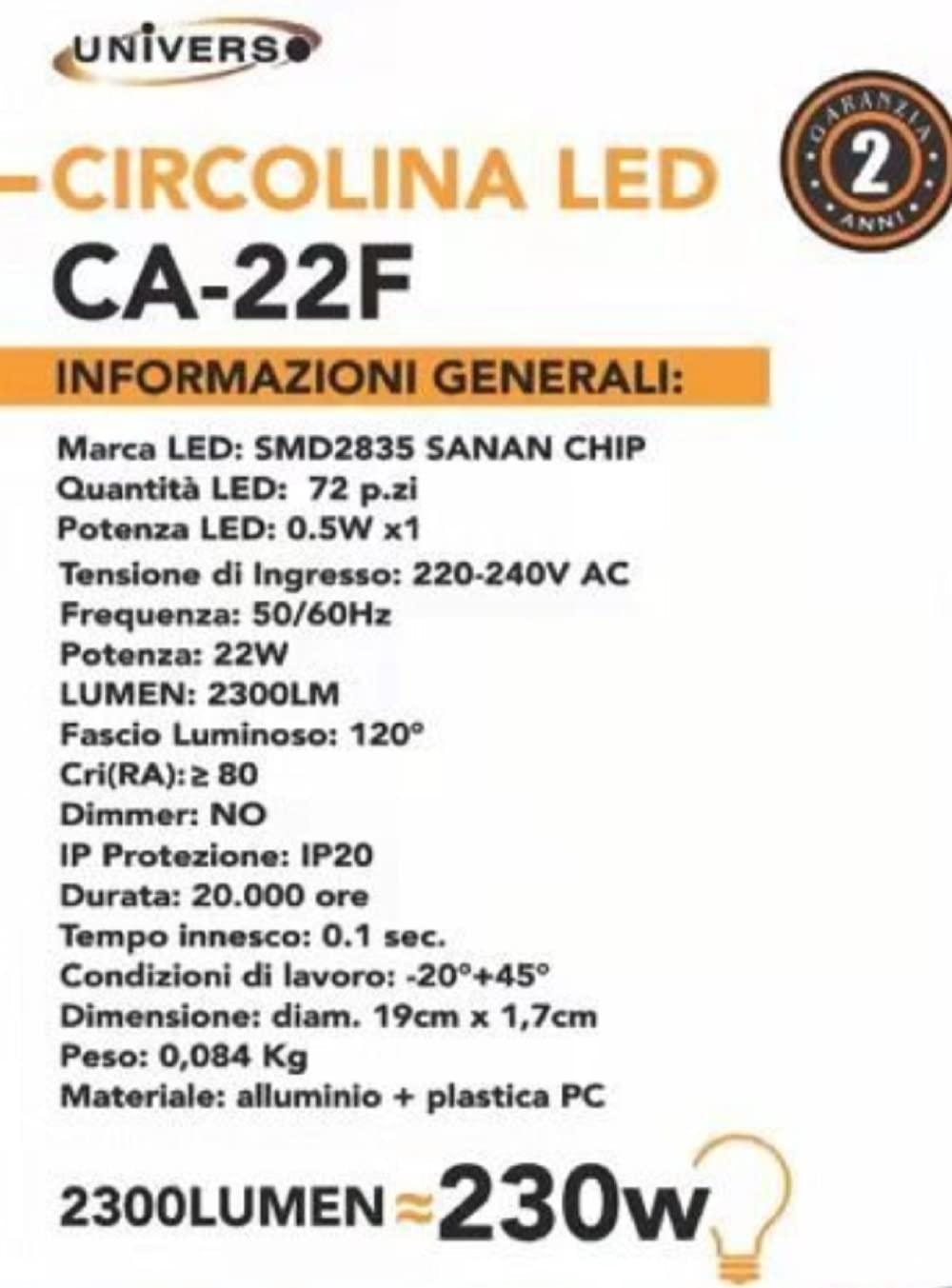 Universo Ricambio LED Circolina Magnetica 32W, 3000K Luce Calda, 3400lm, Diametro 23 Cm, Sostituisce Neon T9 G10Q