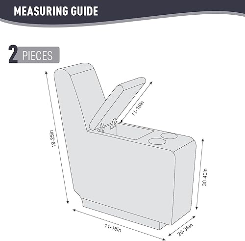Miniatura 3 de Funda elástica para silla reclinable, 8 piezas de 1, 2, 3 plazas, funda para sillón reclinable con bolsillo y protector de muebles (gris oscuro,