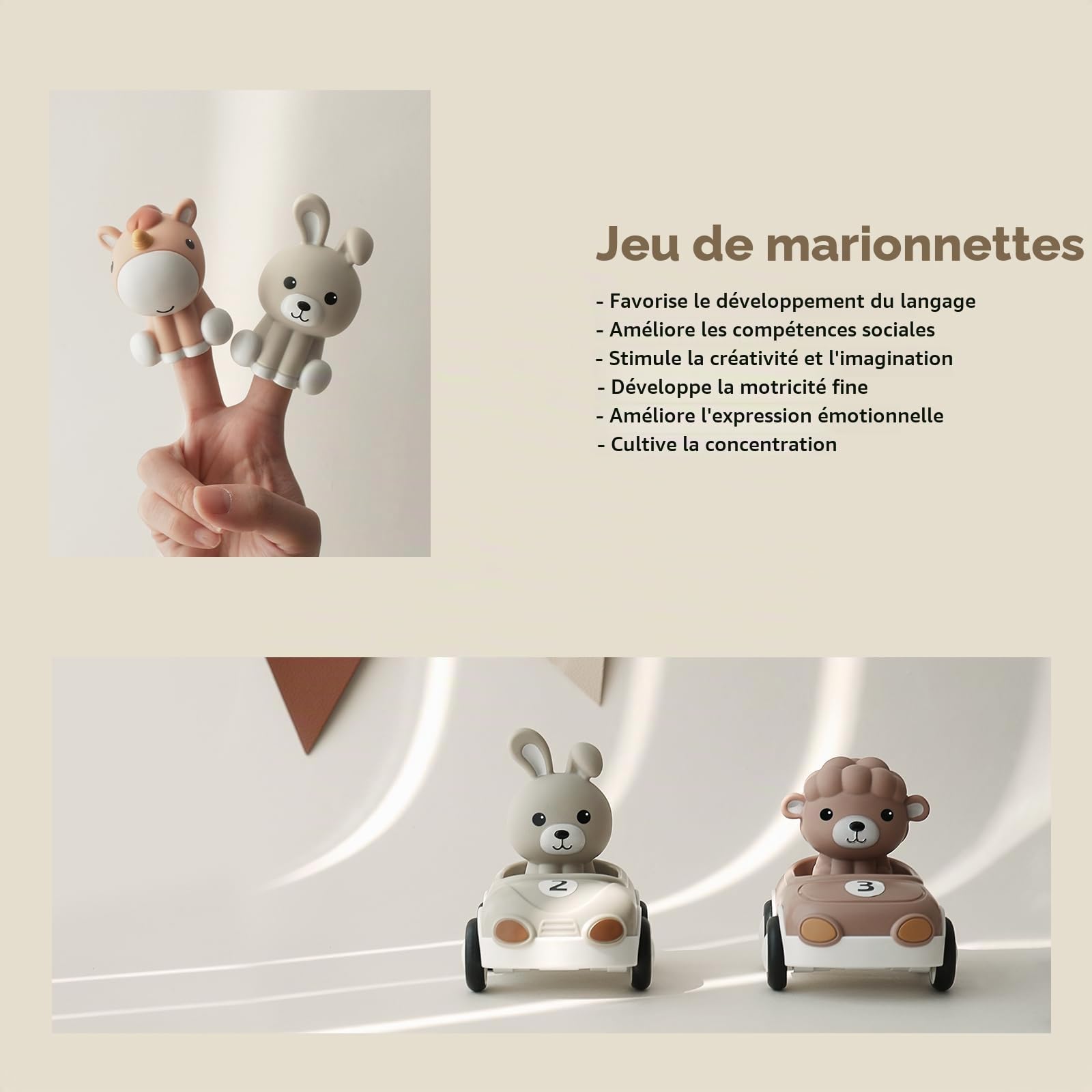 Nueplay Lot de 6 voitures jouets pour enfants de 1 à 3 ans, véhicules avec