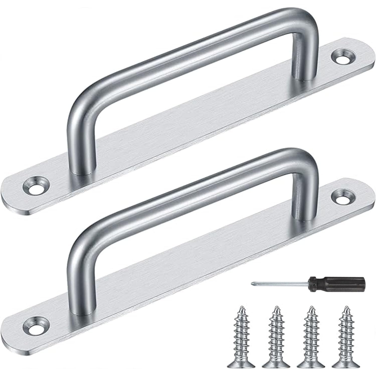 sadwqgewnbf 2 Pcs Sliding Door Handles, Pull Push Door Handles, Stainless Steel Sliding Door Handles for Bathroom Kitchen, Cupboard Cabinet, Garage Shed, Barn Gate（148mm/5.8in）