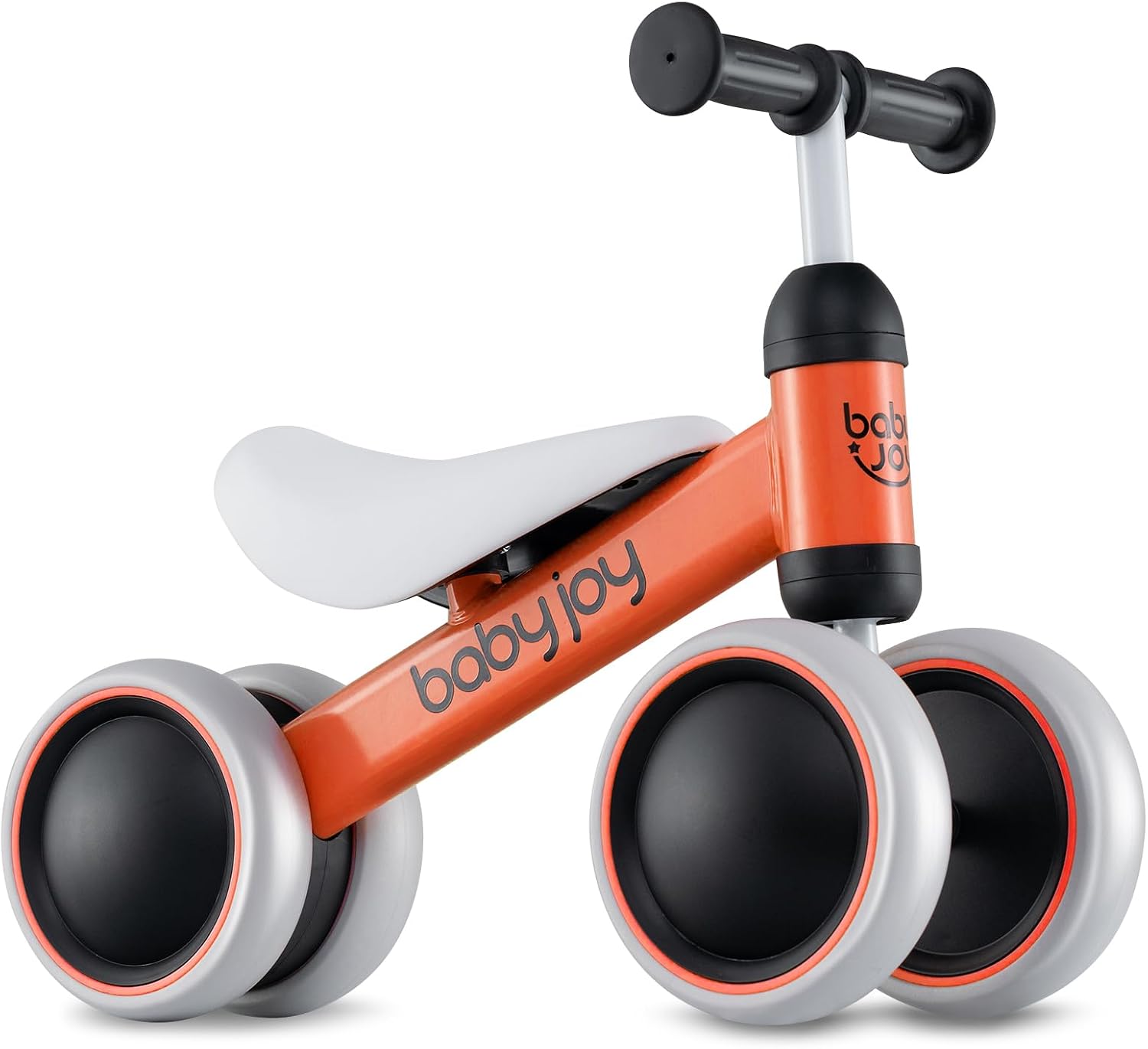 BABY JOY Balance Bike, No Pedal 4 Wheels Toddler Bike with Soft Seat as First Ride-on Toy Birthday Gift, Baby Balance Bike for 2 Years Old Boys Girls (Orange)