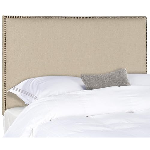 Sydney Hemp Linen Upholstered Headboard - Brass Nailhead (Full)