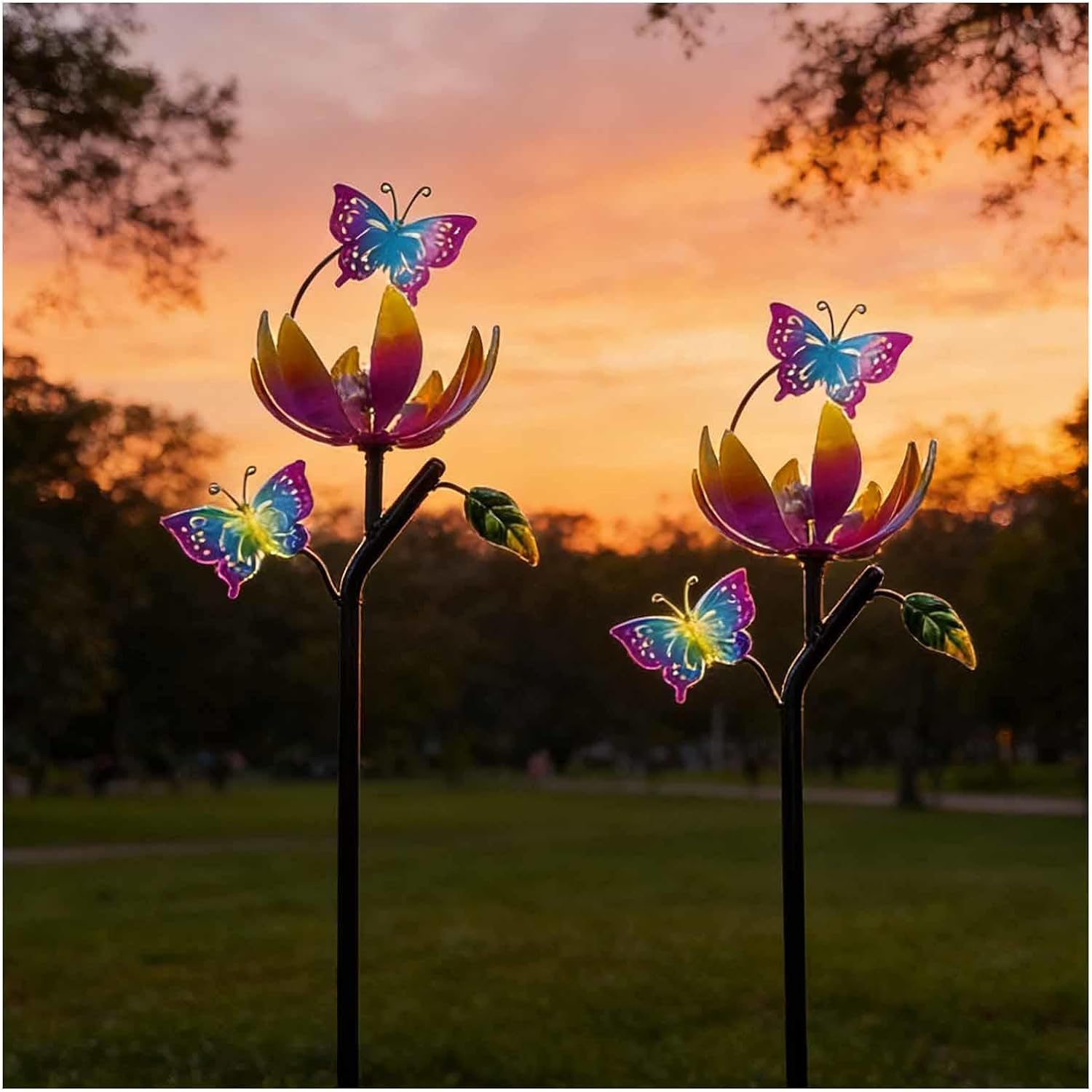Wind Spinners, 46 inch/117cm Yard Wind Spinner Outdoor 360° Wind with Kinetic, Wind Sculptures for Yard, Gift for Family Friends,B（2Packs）