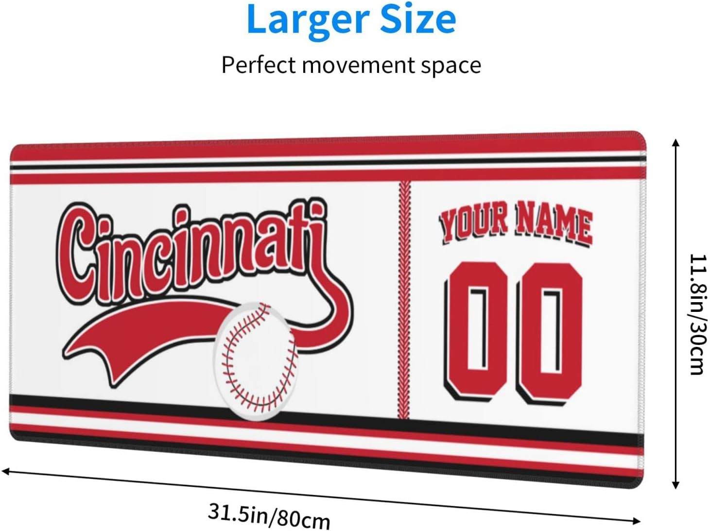 Cincinnati Mouse Pad Custom Any Name and Number Mouse Pad Personalized Large Mouse Pad Customized Non-Slip Desk Pad for Men Women Gifts