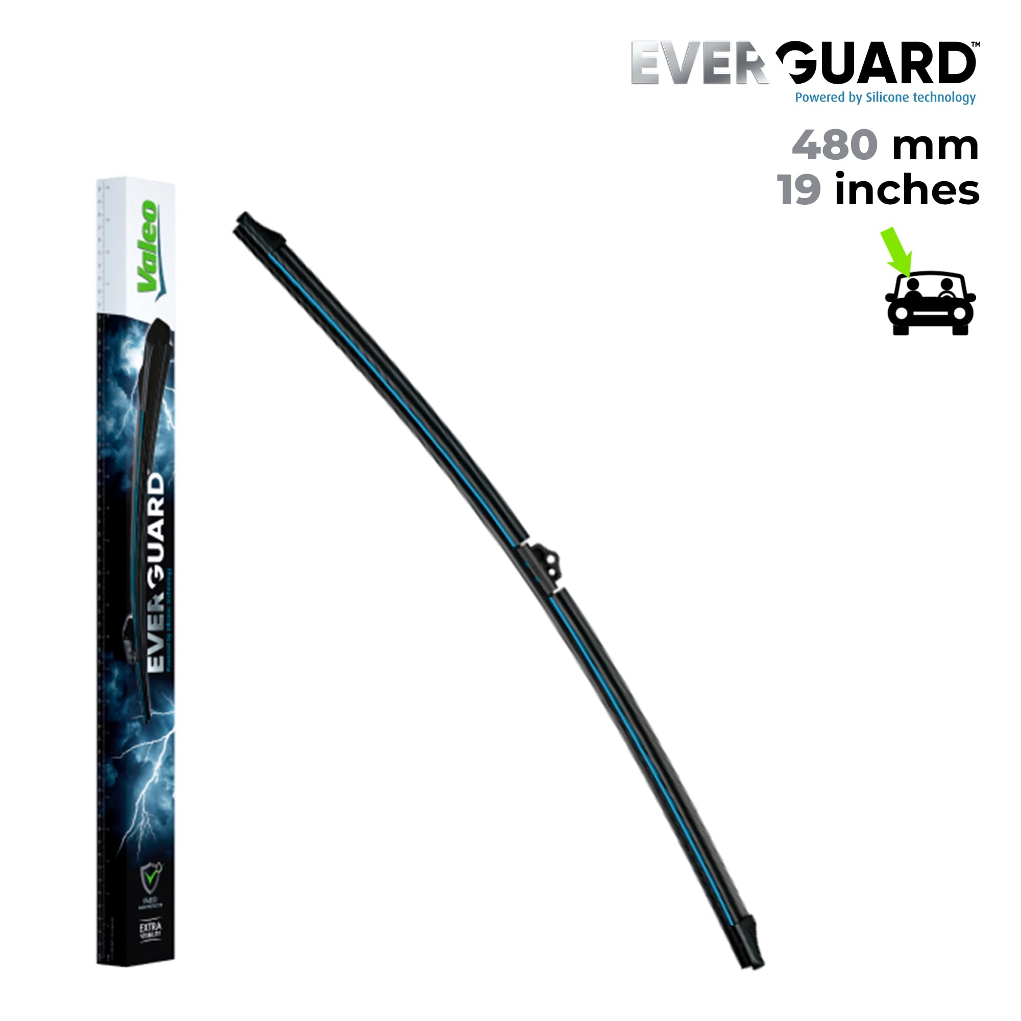 VALEO EVERGUARD - Premium - Kit de Escobillas Limpiaparabrisas Con Laminas de Silicona VSF60 + VSF48 - Longitudes: 600mm + 480mm - Escobillas Delanteras - Paquete de 2