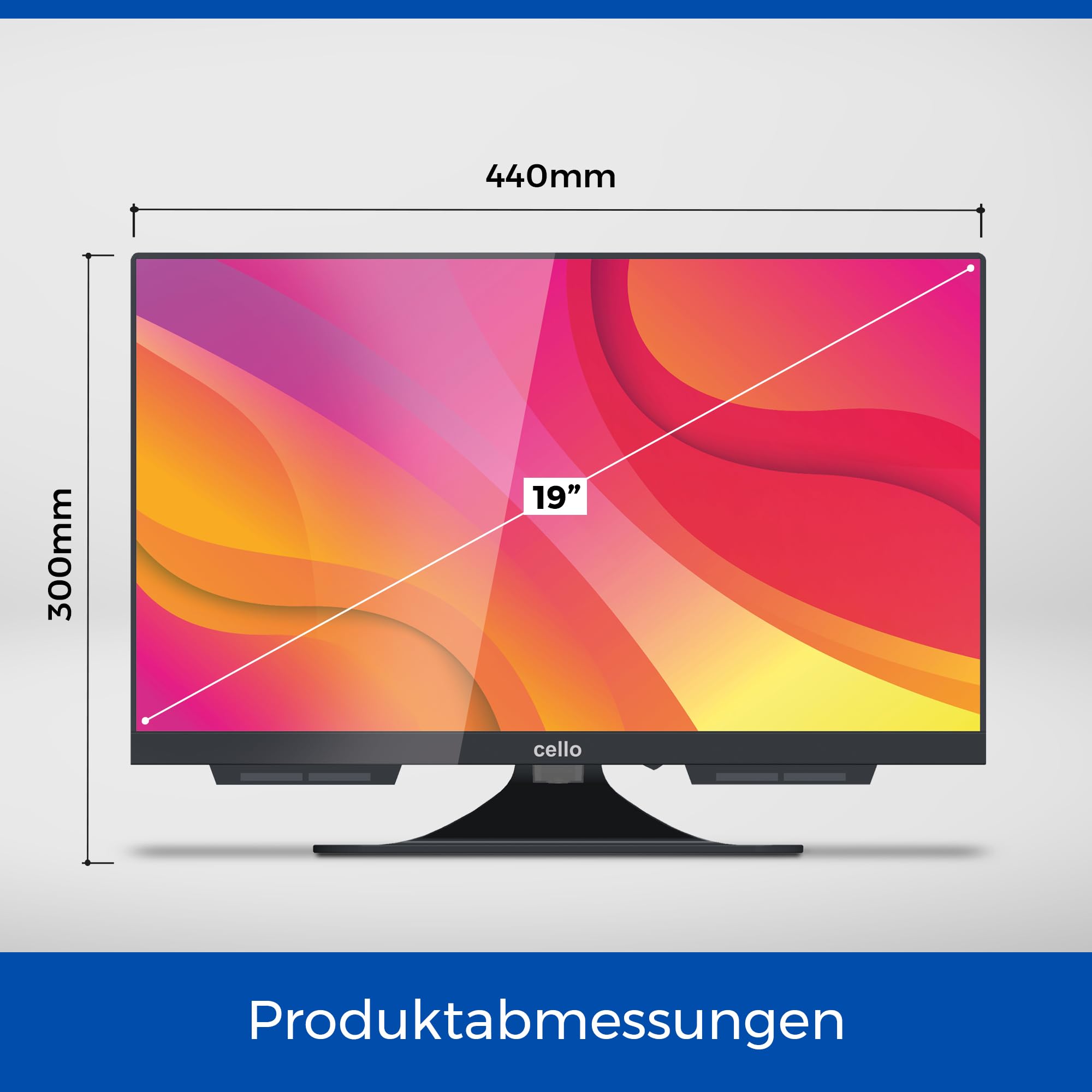 Cello C1924F 19 Zoll LED-Fernseher mit DVD-Player, Triple-Tuner DVB-C/S2/T2, USB-Aufnahme, HDMI, Pitch Perfect Sound, 230 V