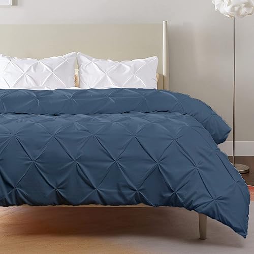 Miniatura 2 de Precious Star Linen Juego de funda de edredón plisada decorativa de gran tamaño, tamaño King de 120 x 98 pulgadas, con cremallera y lazos en las