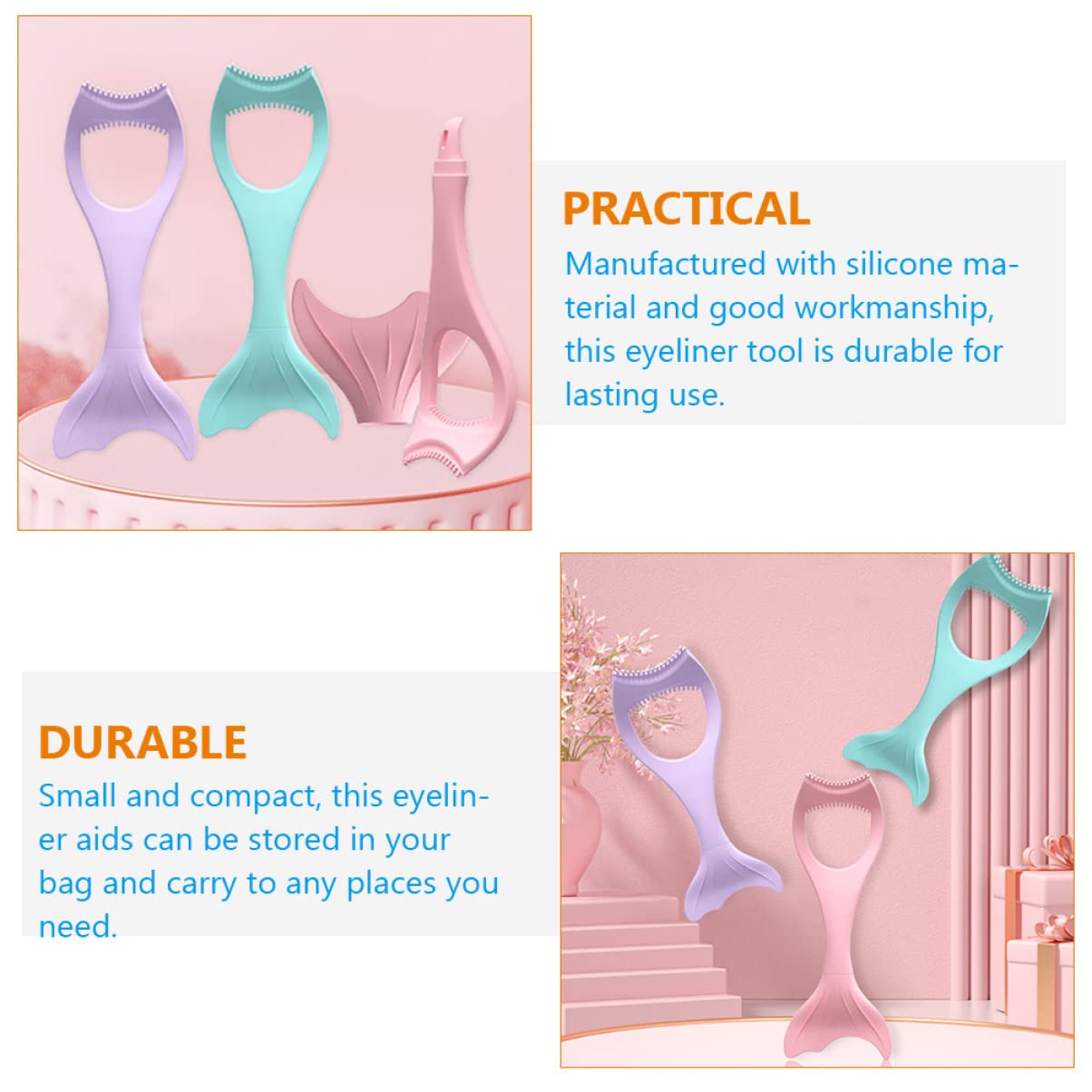 minkissy 4pezzi Applicatore Professionale Per Eyeliner Silicone Strumento Riutilizzabile Per Trucco Occhi Facile Da Usare e Pulire Per Donne e Occasioni Speciali