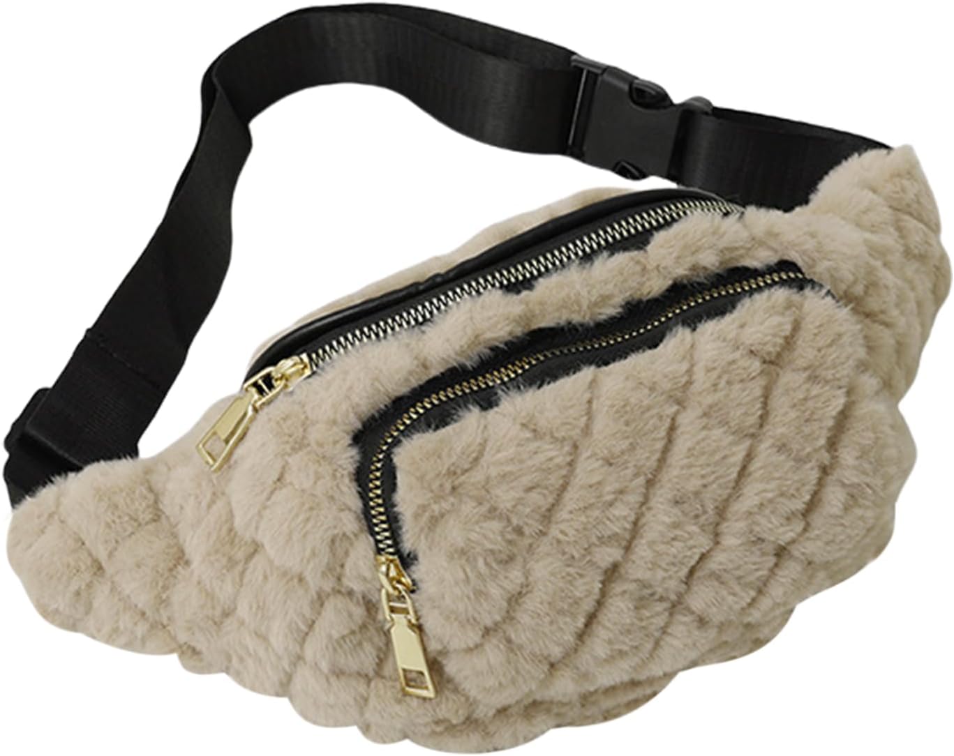 Fuzzy Fanny Pack for Women Faux Fur Belt Bum Bag Small Casual Crossbody Purse Waist Packs Leopard Print Travel Bags