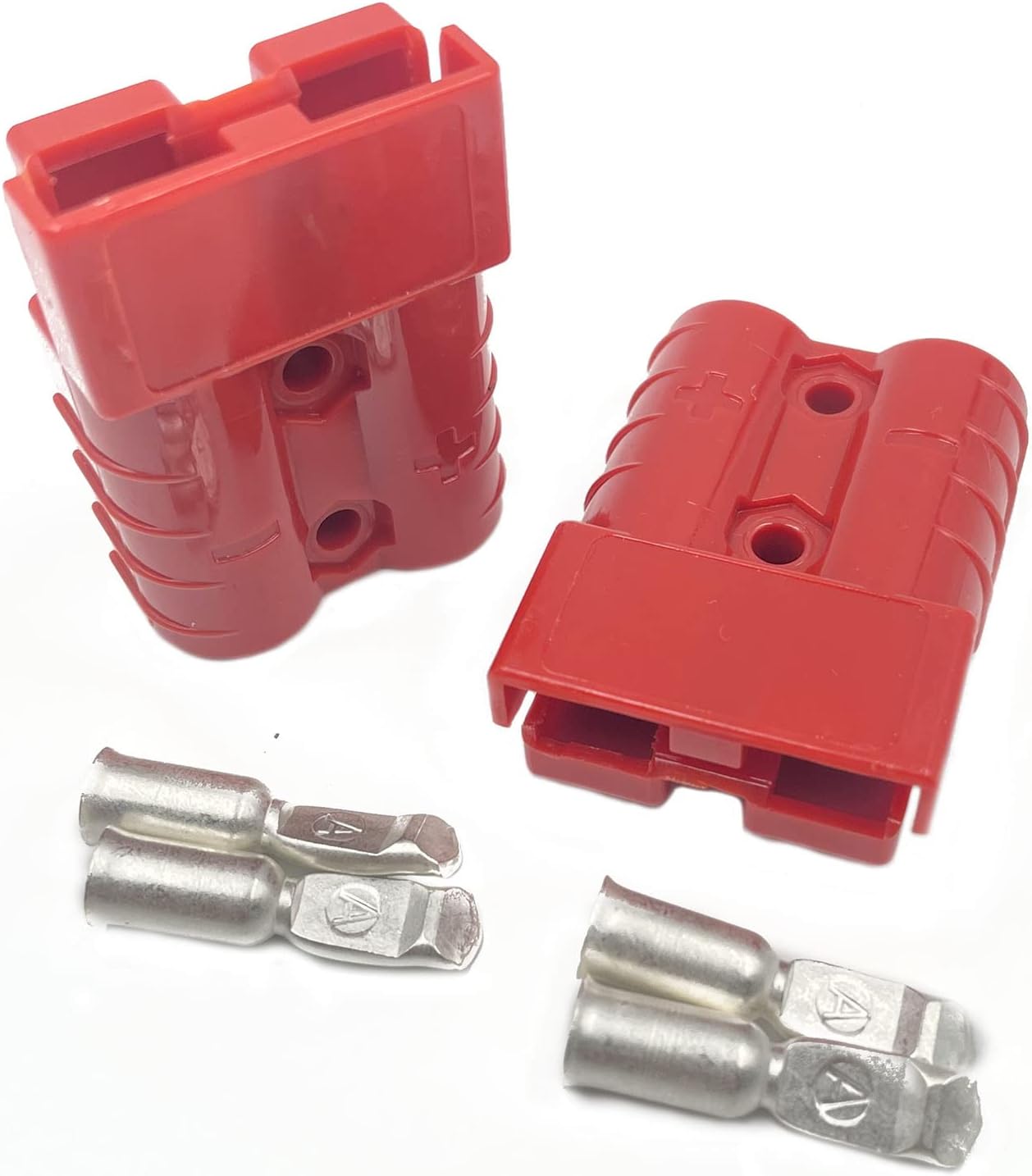 2pc Battery Quick Connector Kit 50a Plug Connect Disconnect Winch Trailer (50A 8AWG -Red)