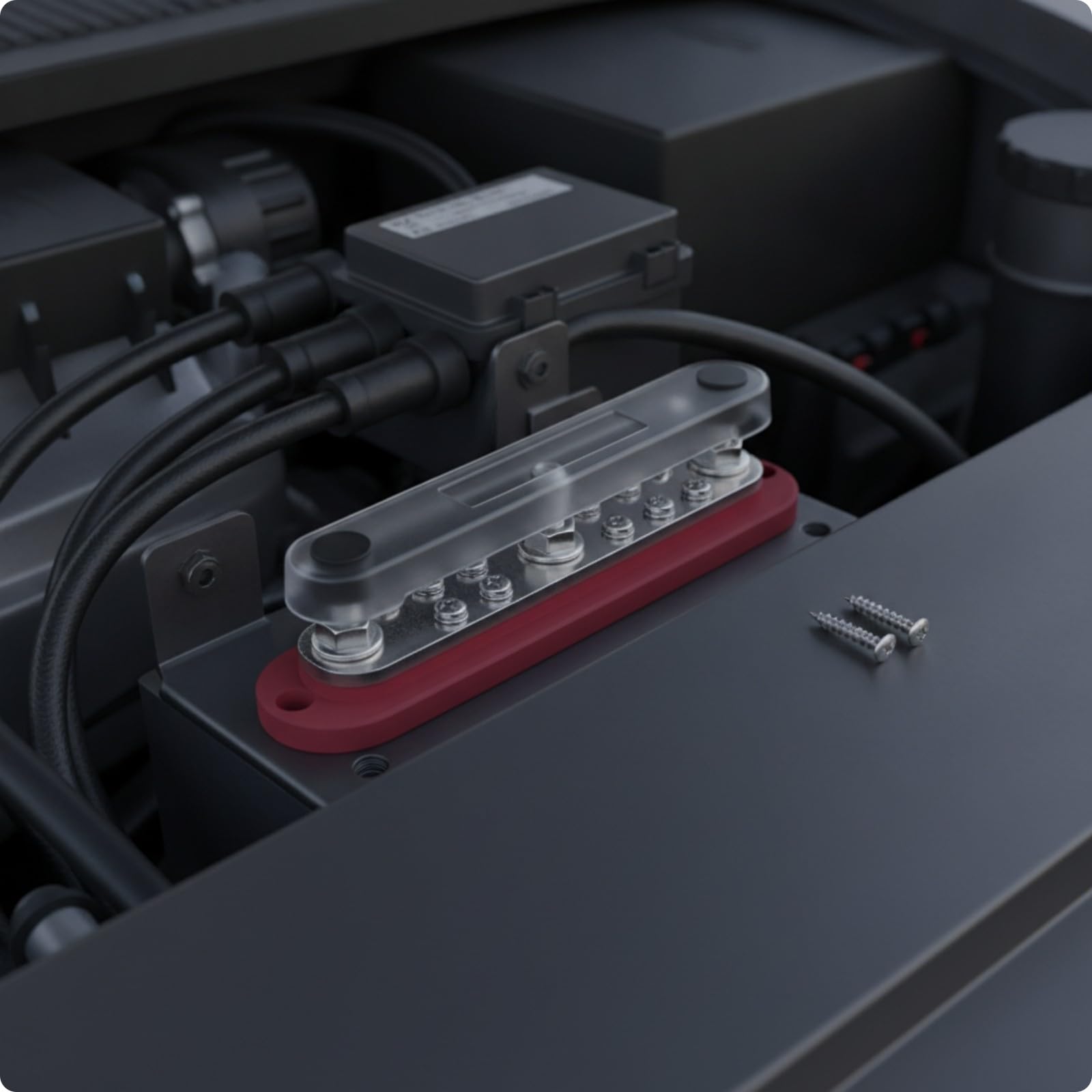 Colectora con Cubierta Ampliable | Protector, Bloque Terminales con Tornillos, para Botes, Rojo