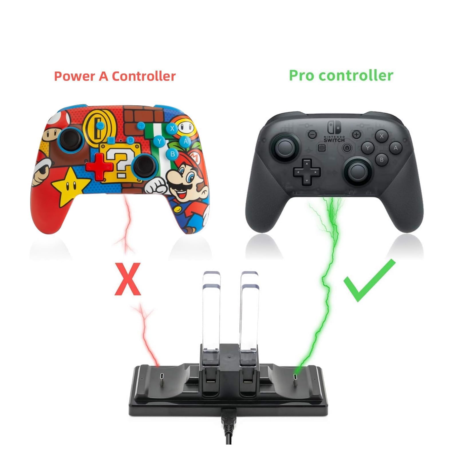Controller Charger Dock for Nintendo Switch, 6 in 1 Charging Station for Nintendo Switch Joy-con Controllers and Pro Controllers Black