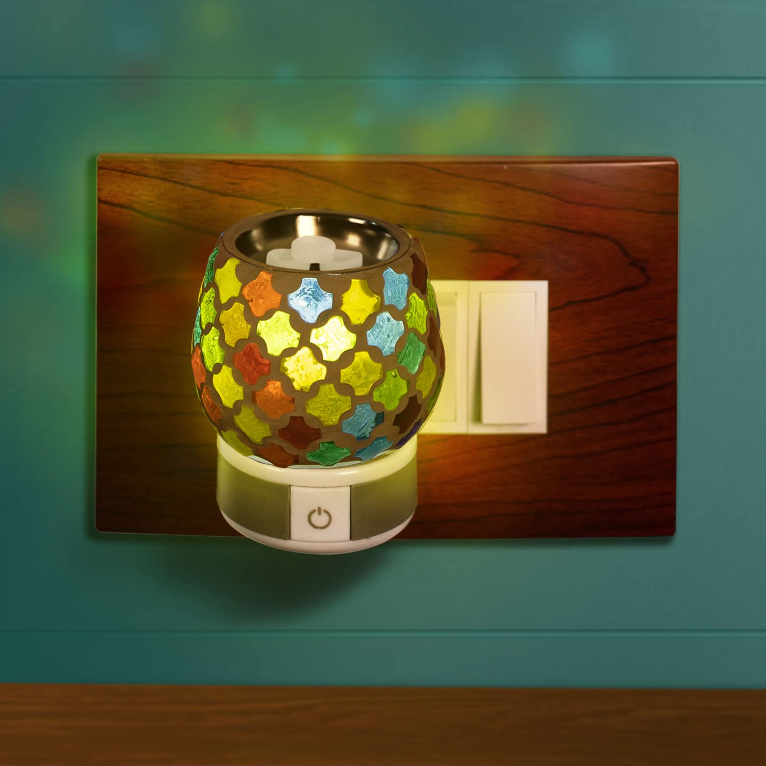 Pure Air Karpure Camphor Electric Diffuser for Home & Office with Free Camphor Tablets | Ceramic Kapoor Dani Electrical with On/Off Switch & Night Lamp | Smoke Free, Child Safe & Shock Proof