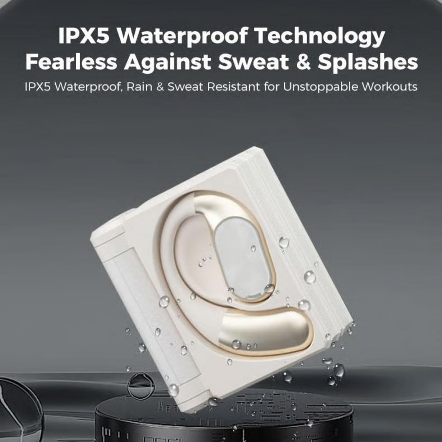 Upgraded Headphones Bluetooth with Dual-Fold Design, 2026 New Dual Fold BT Earbuds Open Ear Wireless Noise Cancelling Sport Ear with IPX5 Waterproof & Sweatproof for Gym Travel (Black)