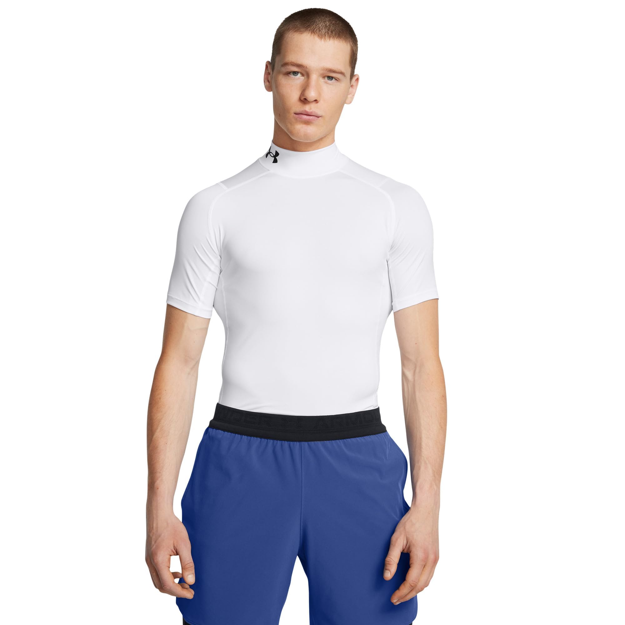 Under Armour Men's Standard HeatGear Short-Sleeve Mock Neck, White (100), Large Tall