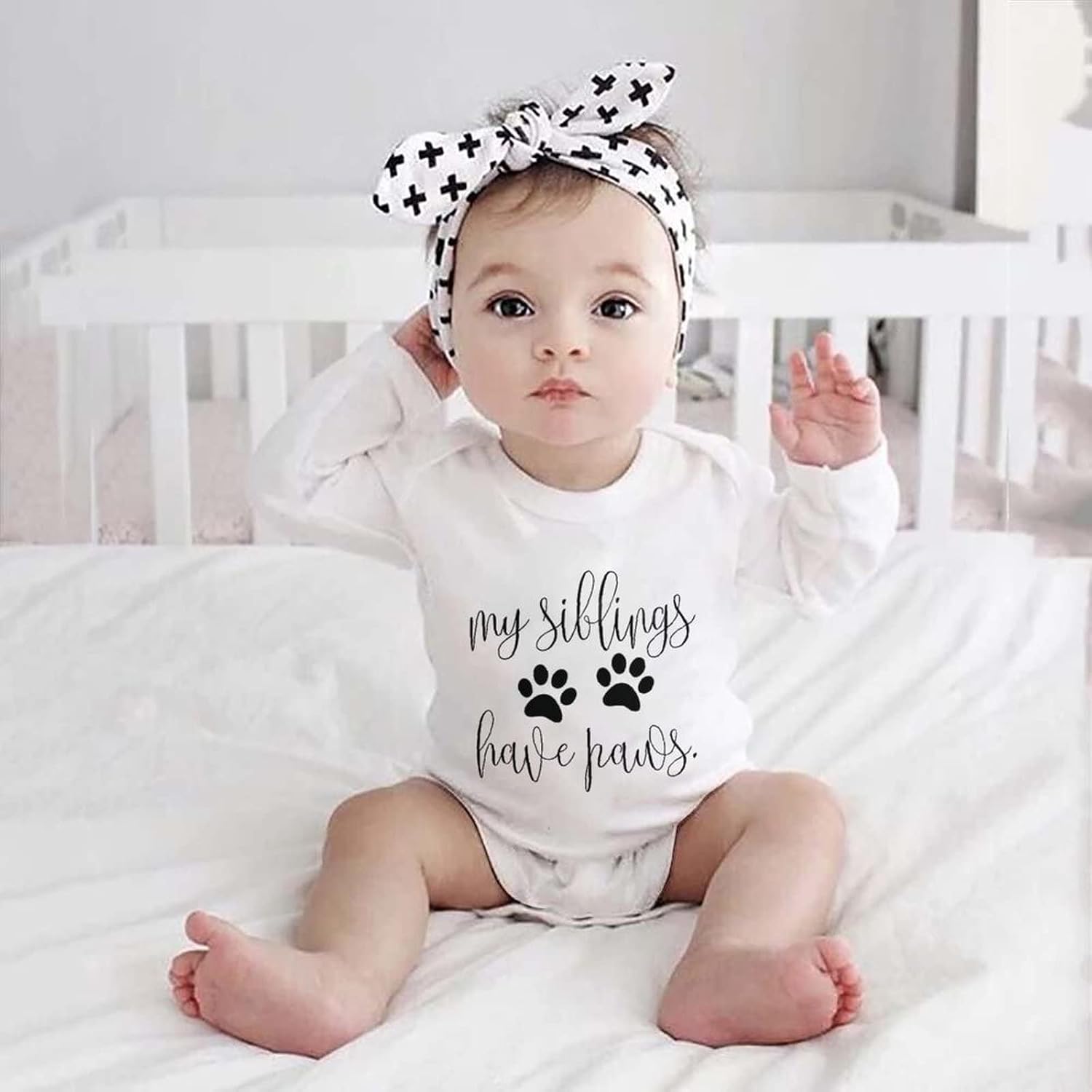 listery My Siblings Have Funny Paws Bodysuit Have Paws Baby Bodysuit Baby Paws Romper Dog Baby Bodysuit image 2