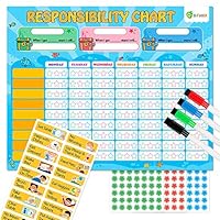 D-FantiX Magnetic Responsibility Chart, Chore Chart for Multiple Kids, My Star Reward Chart Daily Routine Good Behavior Charts Dry Erasable for Toddlers at Home