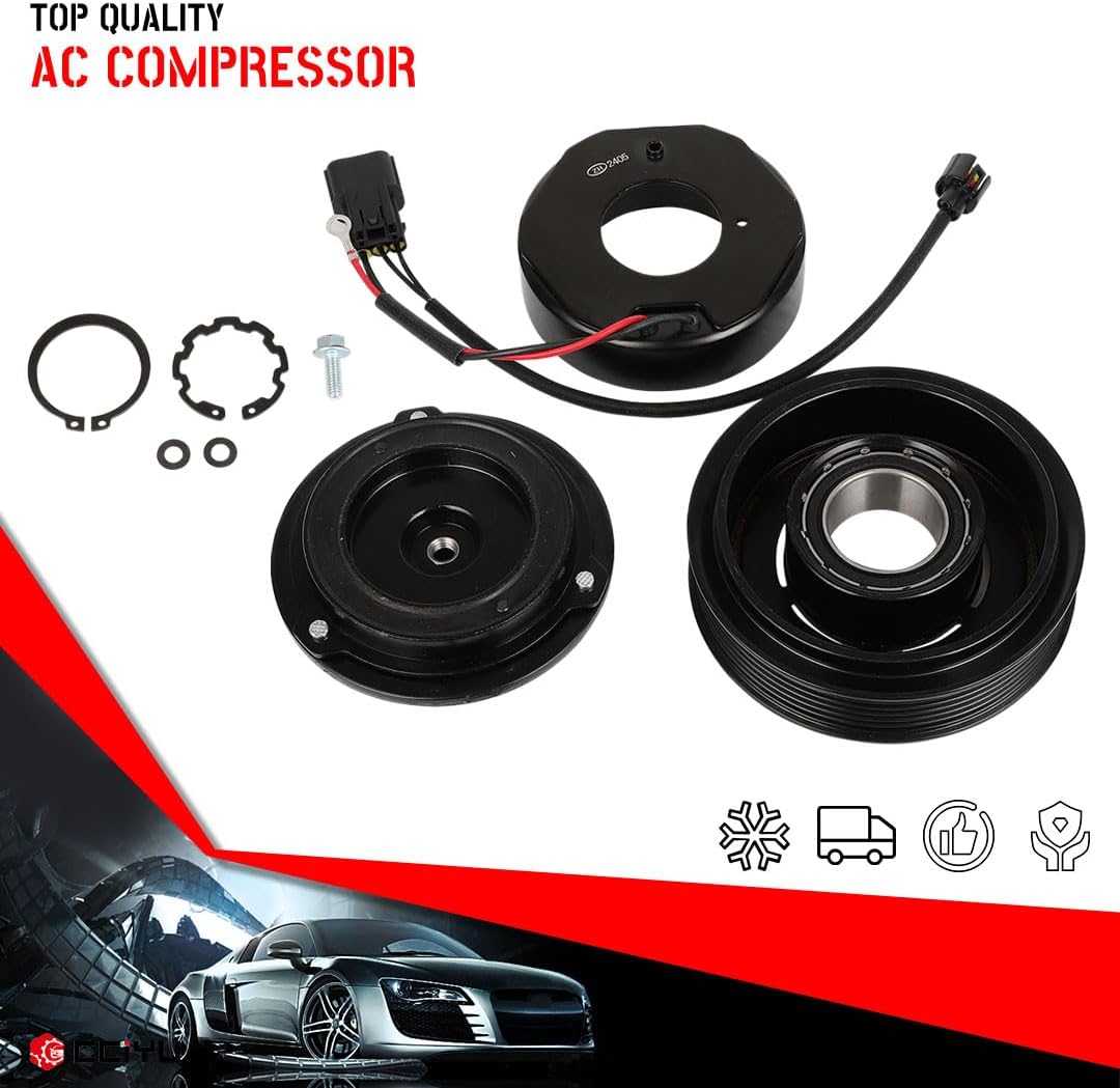 cciyu AC Clutch 2011-2013 for Hyundai Tucson 2.0L 2010-2015 for Hyundai Tucson 2.4L Replaces AC Compressor Clutch for Car 6 Grooves