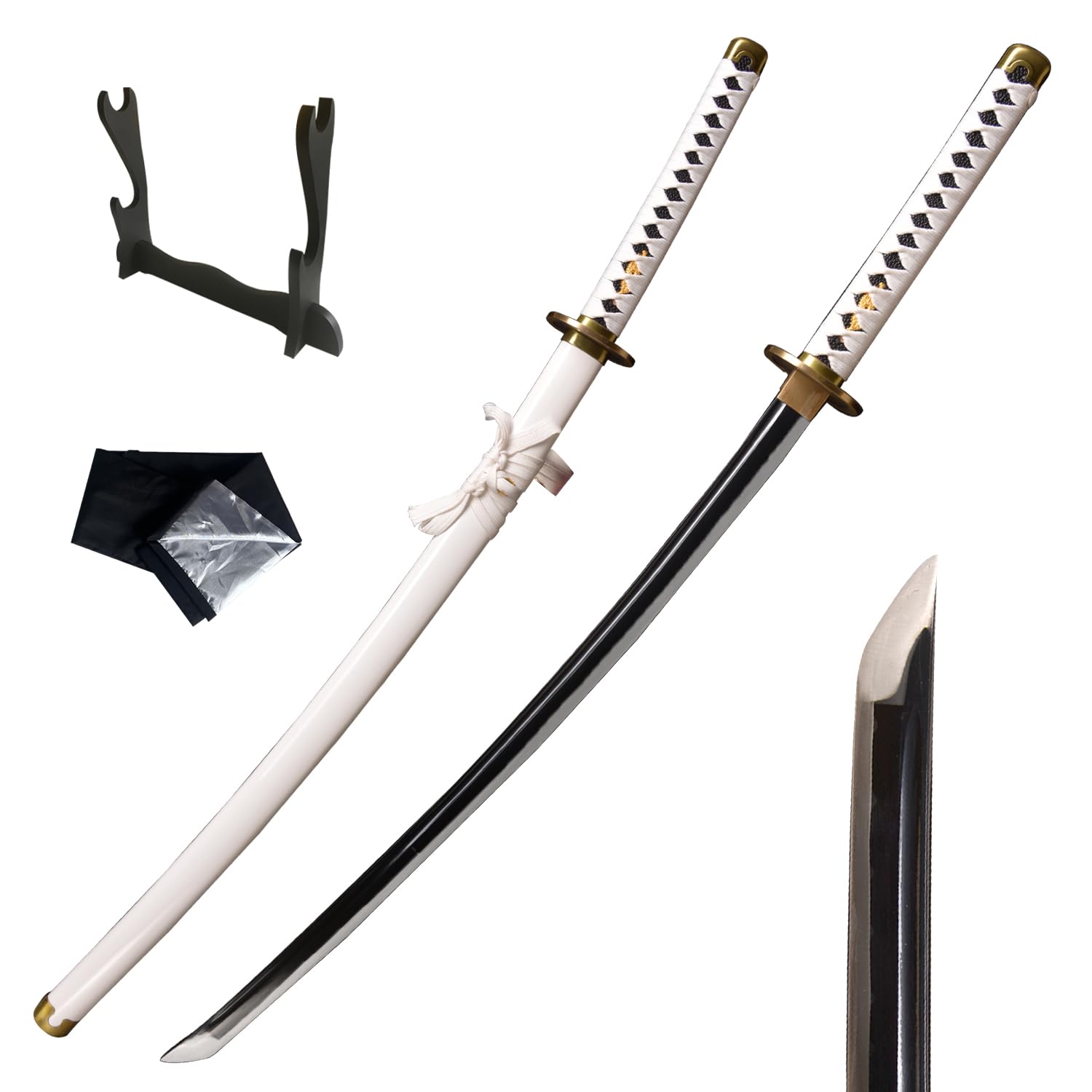 Anime Cosplay Roronoa Zoro Hand Forged Katana Real Sword,Sharp Blade,Kitetsu,Wado Ichimonji,Shusui,Yubashiri,Yama Enma,Full Tang 1045 Medium Carbon Steel,with Display Stand