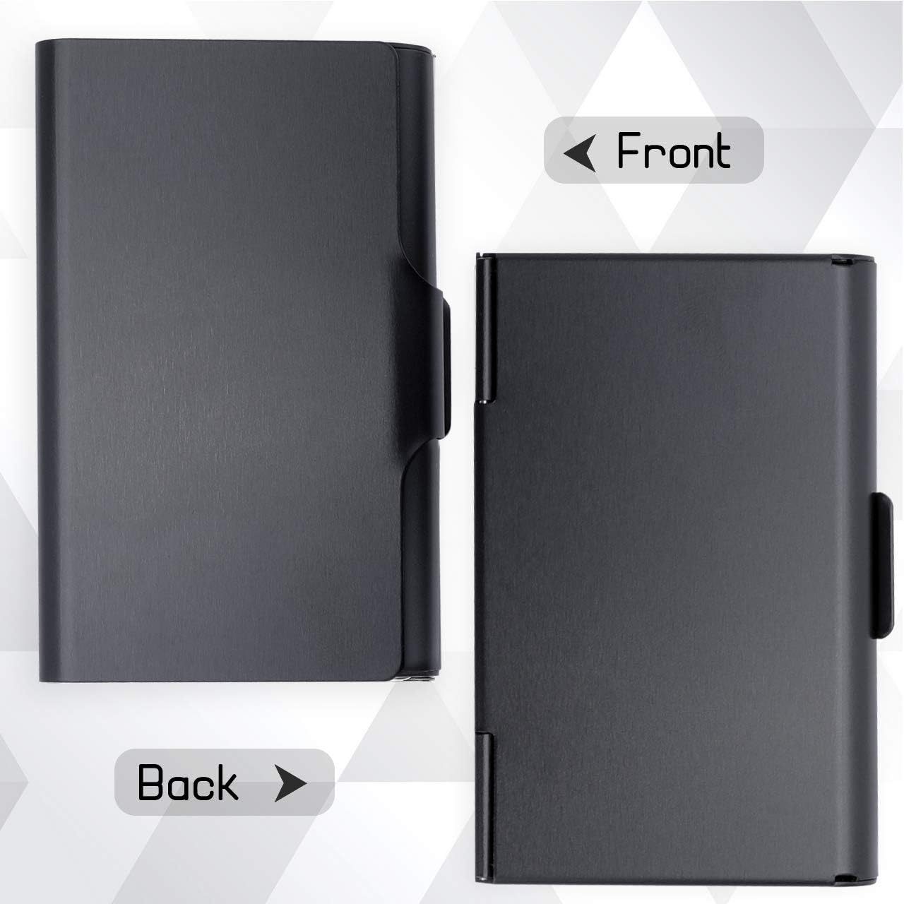 MaxGear Aluminum Business Card Holder, Slim Portable Metal Business Card Case Wallet Name Cards Holder, Lightweight Professional Card Holder for 22-30 Cards, 3.7” x 2.45”, Black