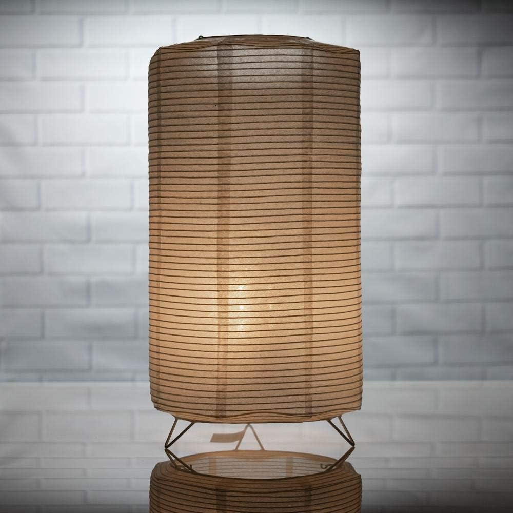 PaperLanternStore.com Cylinder Fine Line Warm White LED Lantern Table Lamp Light KIT w/Remote, Omni360 Battery Powered