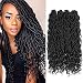 Lihui 3pcs/lot Goddess Locs Crochet Hair Wavy Faux Locs with Curly Ends Synthetic Braiding Hair Extension (20inch(3-PACKS), 1B)