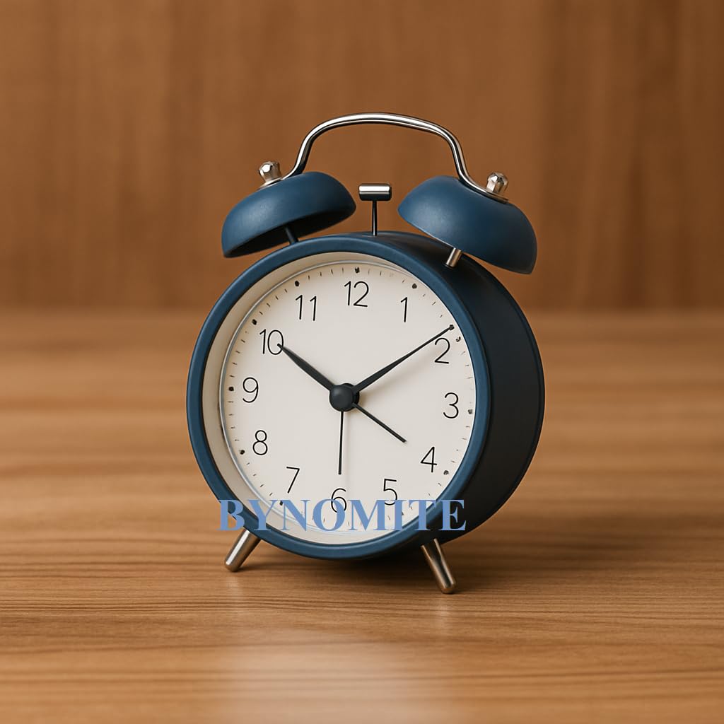 Buy BYNOMITE Elegant Vintage Twin Bell Alarm Clock Matte Blue Body and ...