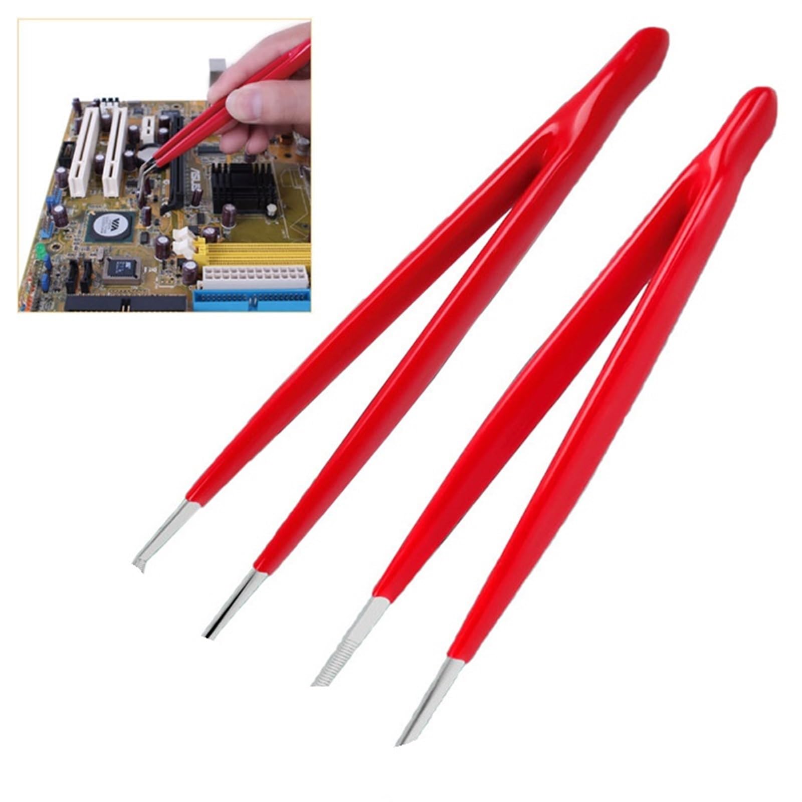 Pęseta do usuwania włosów izolowana pęseta ze stali nierdzewnej 160 mm pęseta szpiczasta/łokciowa do płyty głównej komputera układy scalone narzędzia do naprawy lutowania pęseta