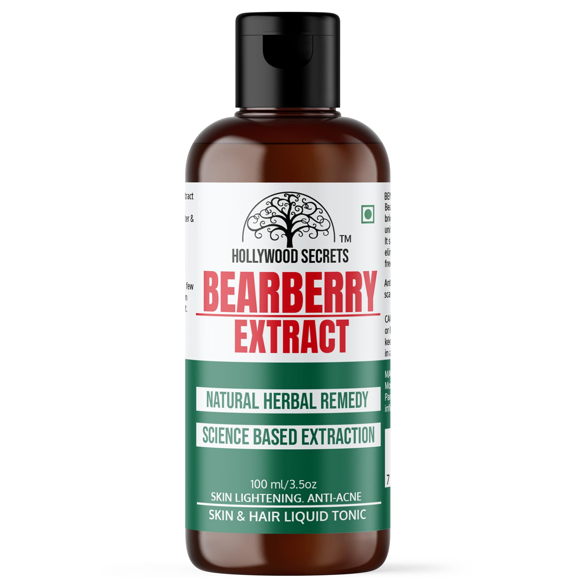Hollywood Secrets Pure 85% Bearberry Liquid Botanical Extract | Skin | Hair | 100ml