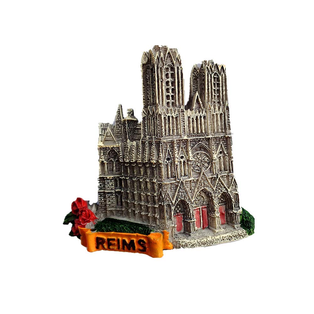 Reims Cathedral France 3D Fridge Magnet Souvenir Gift, Home & Kitchen Decoration Magnetic Sticker Reims Cathedral France Refrigerator Magnet Collection