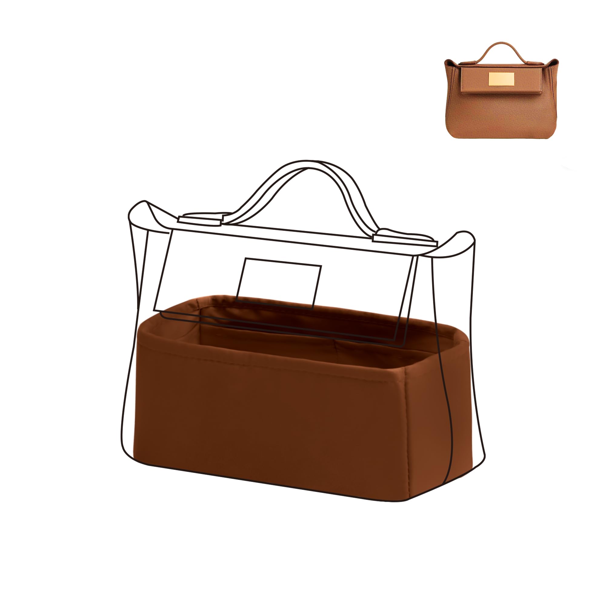DGAZ Silk Handbag Organizer Insert Fits 2424 mini/29/35, Silky Smooth Bag Organizer, Luxury Handbag & Tote Shaper (Gold, 2424-mini)