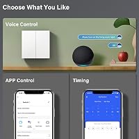 MVAVA WiFi Okos Fali Kapcsoló - Alexa, Google Home és Tuya Kompatibilis, Kétgombos Egypólusú Süllyesztett Kivitel, Fehér, 86mm, 250V 3