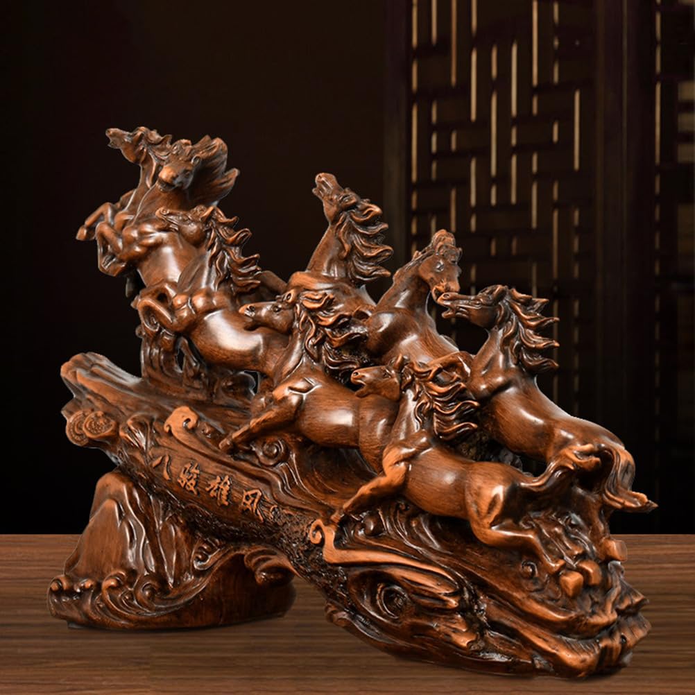 Wystrój domu żywica Chiński zodiak Statua konia Feng Shui Figurka konia Rzeźba Bogactwo Dobrobyt Figurki Przedmioty kolekcjonerskie Dekoracja stołu na brelok do kluczy Biżuteria,M