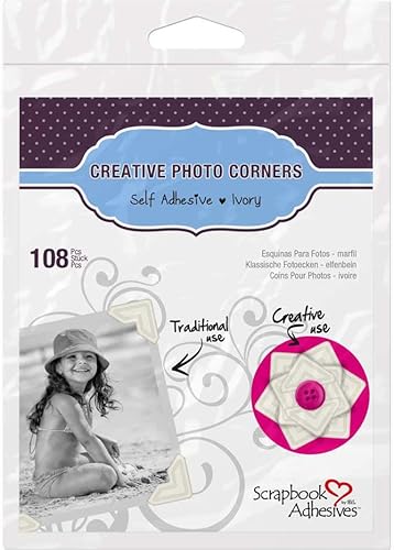 SCRAPBOOK ADHESIVES BY - Esquinas autoadhesivas de papel fotográfico 3L, marfil, paquete de 108
