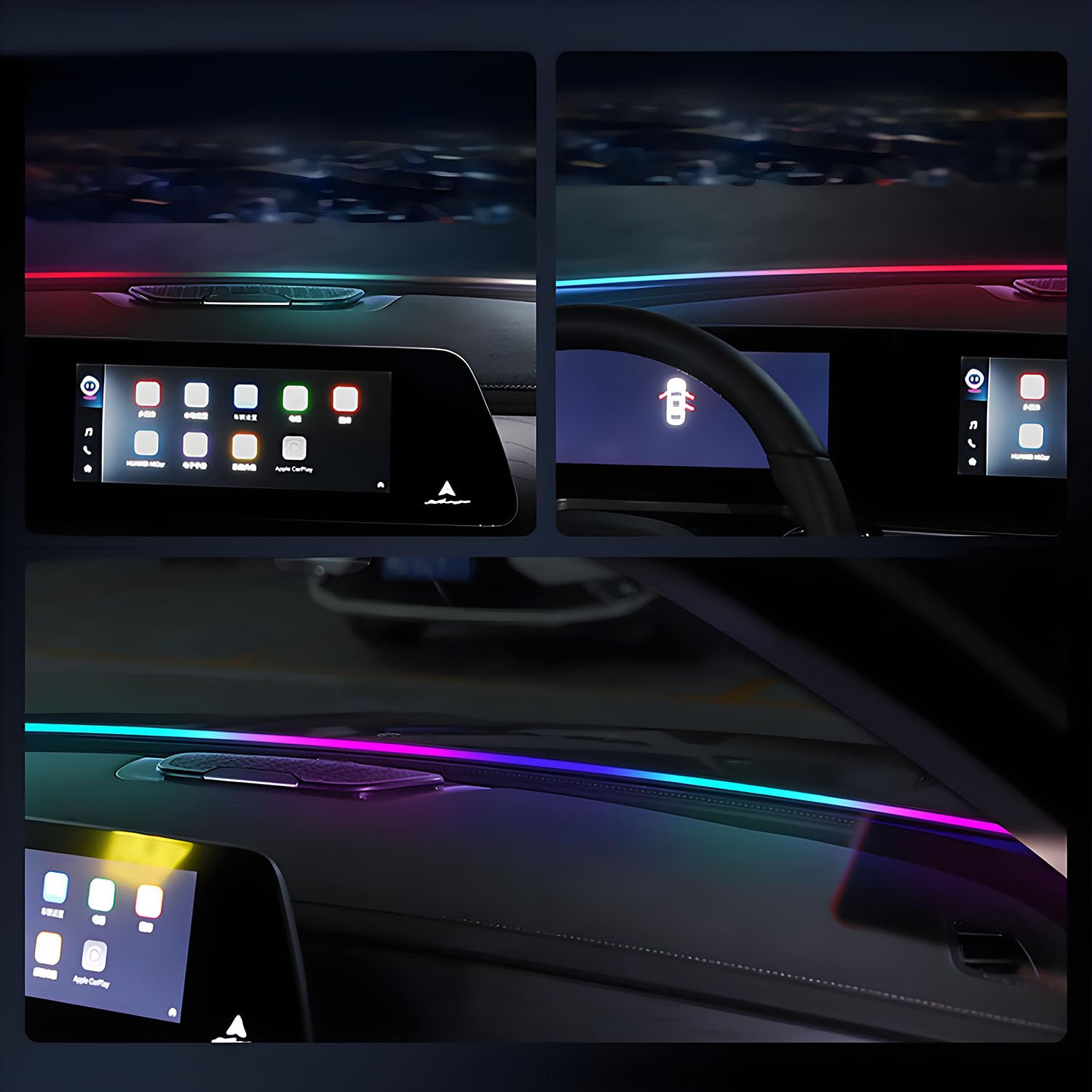 Striscia LED Auto Interni,Kit di Illuminazione Led Ambientale RGB Telecomando, App e USB,140 cm Luce Striscia Acrilica Interno Automobile LED,Neon Luce di Musica Striscia Auto