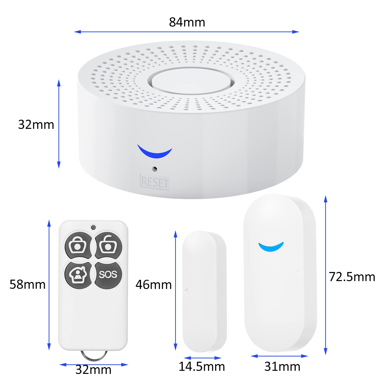 Kit de sistema de alarma de seguridad inteligente WiFi Alarmas multifunción Alarma de sensor de ventana de puerta Sistema de seguridad magnético para el hogar Alerta de apertura de puerta Inalámbrico