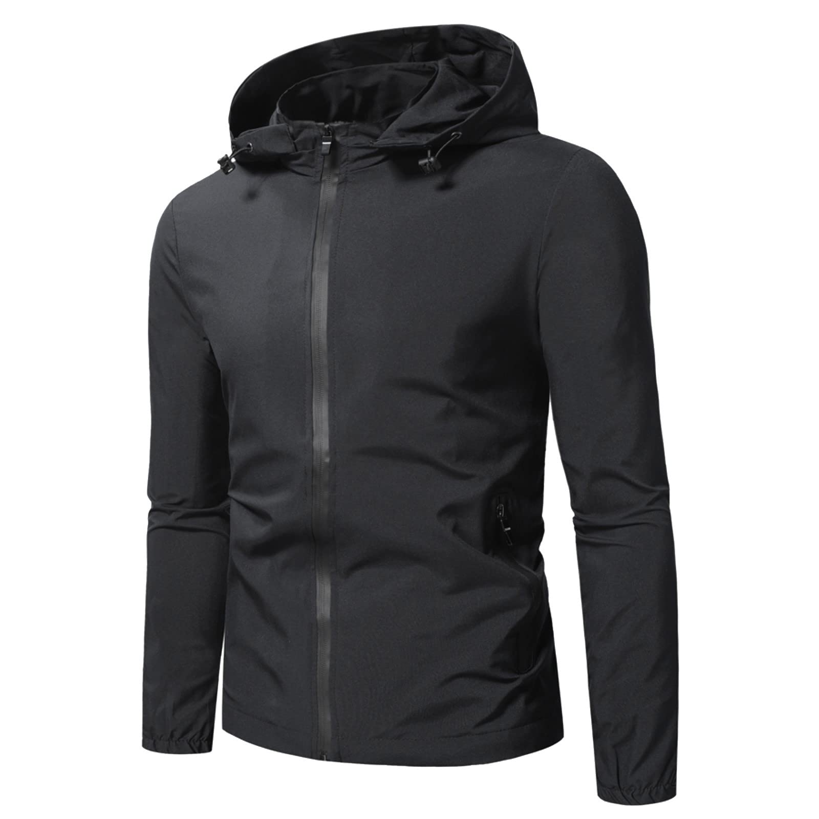 Top Deportivo Chaqueta Ligera Impermeable con Cremallera Frontal De Otoño E Invierno para Hombre Suéter Capucha Ajustada Ropa Anti UV Softshell Jersey Manga Corta Oversized Gym Gimnasio