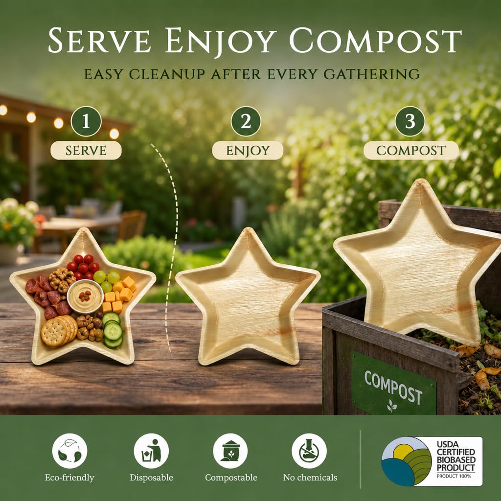 Charity Leaf Platos desechables de hoja de palma de 14 pulgadas (5 piezas), platos de servir similares al bambú, tablas desechables, vajilla ecológica para Navidad, bodas, catering, eventos