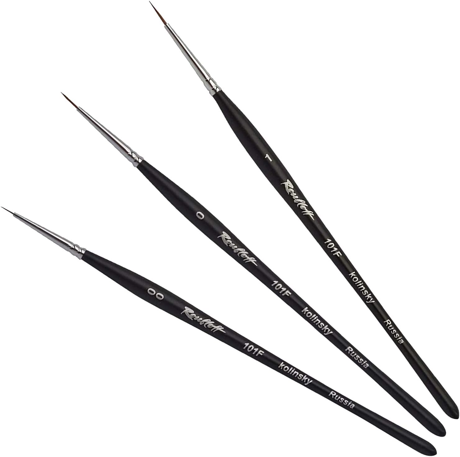 Professional Kolinsky Sable - Thin Detail Nail Art Brush Set - Roubloff / Size: 00 / 0 / 1