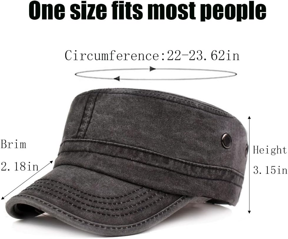 Men's Cadet Army Caps Cotton Military Caps Flat Top Cap - Image 5